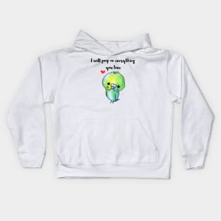 funny budgie t-shirt I will poop on everything you love Kids Hoodie